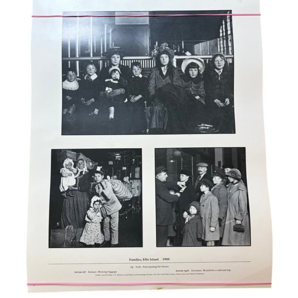 Vintage "Families, Ellis Island 1905" Photo Poster - Black & White 20"x16"